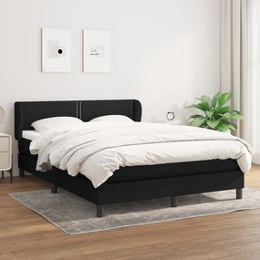 Κρεβάτι Boxspring με Στρώμα Μαύρο 140x200 εκ. Υφασμάτινο