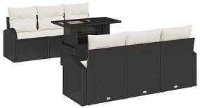 vidaXL Σετ Καναπέ Κήπου με μαξιλάρι 7 pcs Μαύρο Πολυ ράταν