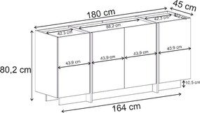 Μπουφές Dorma Megapap χρώμα καρυδί milano 180x45x80,2εκ.