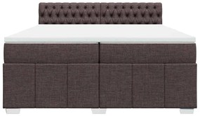 vidaXL Κρεβάτι Boxspring με Στρώμα Σκούρο Καφέ 200x200 εκ. Υφασμάτινο