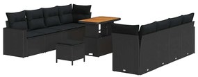 vidaXL Σετ Καναπέ Κήπου Ρυθμιζόμενο ύψος 11 pcs Μαύρο συνθετικό ρατάν
