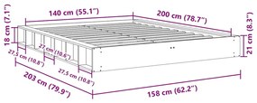 ΠΛΑΙΣΙΟ ΚΡΕΒΑΤΙΟΥ ΧΩΡΙΣ ΣΤΡΩΜΑ 140X200 CM ΜΑΣΙΦ ΞΥΛΟ ΔΡΥΣ 3324123