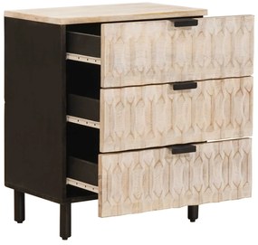 vidaXL Κομοδίνο με συρτάρι Λευκό 50 x 33 x 62 εκ. Στερεό ξύλο μάνγκο