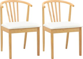 vidaXL Καρέκλα τραπεζαρίας 2 pcs Φυσικό και Λευκό Καθαρό Καουτσούκ