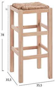 ΣΚΑΜΠΟ ΞΥΛΙΝΟ Χ.ΠΛΑΤΗ ΑΒΑΦΟ ΜΕ ΨΑΘΑ  35,5x35,5x78 εκ.