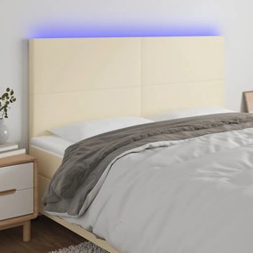 vidaXL Κεφαλάρι Κρεβατιού LED Κρεμ 200x5x118/128 εκ. Συνθετ. Δέρμα