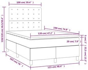 Κρεβάτι Boxspring με Στρώμα &amp; LED Γκρι 120x190 εκ. Συνθ. Δέρμα - Γκρι