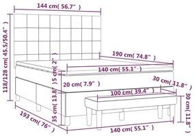 Κρεβάτι Boxspring με Στρώμα Ανοιχτό Γκρι 140x190 εκ. Υφασμάτινο - Γκρι