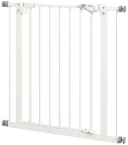 Dog Door Gate Barrier Pet Gate Metal Plastic 74-80cm Λευκό