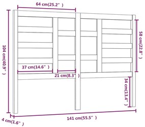 vidaXL Κεφαλάρι κρεβατιού Καφέ 141x4x104 εκ. από Μασίφ Ξύλο Πεύκου