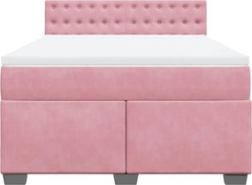 vidaXL Κρεβάτι Boxspring με Στρώμα Ροζ 160x200 εκ. Βελούδινο