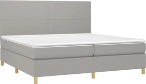 vidaXL Κρεβάτι Boxspring με Στρώμα Ανοιχτό Γκρι 200x200 εκ. Υφασμάτινο