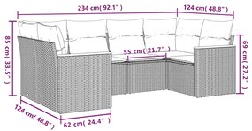 vidaXL Σαλόνι Κήπου 6 Τεμαχίων από Γκρι Συνθετικό Ρατάν με Μαξιλάρια