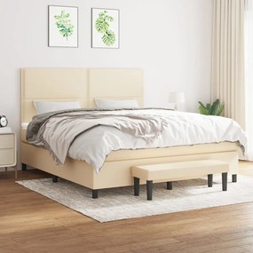 vidaXL Κρεβάτι Boxspring με Στρώμα Κρεμ 160x200 εκ. Υφασμάτινο
