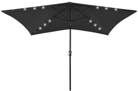 Ομπρέλα Μαύρη 2 x 3 μ. με LED και Ατσάλινο Ιστό