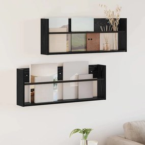 vidaXL Ράφι Περιοδικών με ράφι 2 pcs Μαύρη Οξυά 80 x 12 x 30 εκ