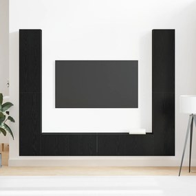 vidaXL Σετ 6 Τεμαχίων Ντουλάπι Τηλεόρασης  Τοίχο-τοποθετημένο Μαύρη Δρυς Επεξεργασμένο Ξύλο