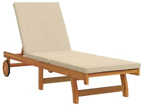 vidaXL Ξαπλώστρα με μαξιλάρι Καφέ 63 x 199 x 85 εκ. Μασίφ ξύλο ακακίας