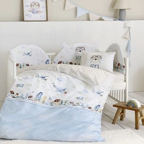 Κουβερλί Βρεφικό Boy's World White-Blue Nima 100X140cm 100% Cotton