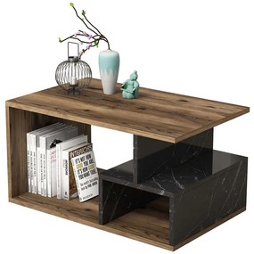 Τραπέζι Σαλονιού Arte 389MZA1145 90x42x54cm Marble Effect Black-Walnut