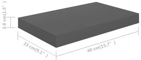 ΡΑΦΙΑ ΤΟΙΧΟΥ 2 ΤΕΜ. ΓΥΑΛΙΣΤΕΡΟ ΓΚΡΙ 40 X 23 X 3,8 ΕΚ. MDF 323785