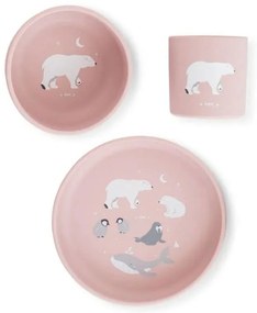 Παιδικό Σετ Φαγητού 3τμχ Saro Polar Bear Ροζ 17648