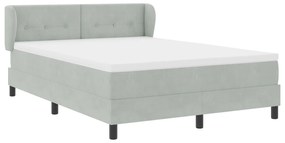 vidaXL Κρεβάτι Box Spring με Στρώμα  Ανοιχτό Γκρι 140x200 εκ. Βελούδο
