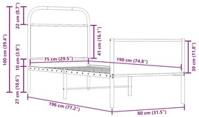 ΠΛΑΙΣΙΟ ΚΡΕΒΑΤΙΟΥ ΧΩΡ. ΣΤΡΩΜΑ SONOMA ΔΡΥΣ 75X190ΕΚ ΕΠΕΞ. ΞΥΛΟ 4100382