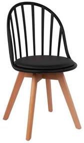Καρέκλα Alina HM8456.02 Με Ξύλινα Πόδια 47x56x84 Black Σετ 4τμχ Polypropylene, Wood, Metal