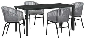 vidaXL Σέτ φαγητού για κήπο 5 pcs Γκρι Πολυ ράταν