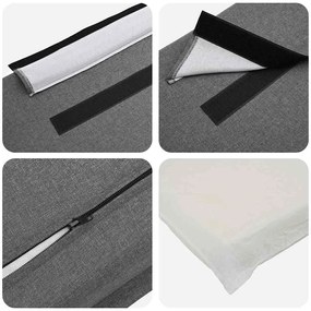 vidaXL Ταπετσαρισμένο κεφαλάρι Λευκό και Ανοιχτό Γκρι 180 cm