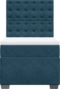 vidaXL Κρεβάτι Boxspring με Στρώμα Μπλε 80 x 200 εκ. Βελούδινο