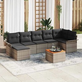 vidaXL Σετ Καναπέ Κήπου 8 pcs Γκρι Πολυ ράταν