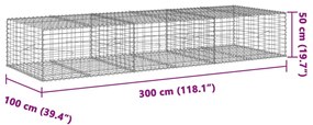 Συρματοκιβώτιο με Κάλυμμα 300x100x50εκ. από Γαλβανισμένο Χάλυβα - Ασήμι