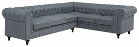 Chesterfield γωνιακός καναπές Berwyn H109, Γκρι, 280x220x77cm, Πόδια: Ξύλο,Ευκάλυπτος