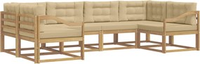 vidaXL Σειρά Καναπέ Εξωτερικού με μαξιλάρι 6 pcs Λευκό και Μπεζ