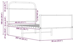 Πλαίσιο Κρεβατιού Χωρ. Στρώμα Sonoma Δρυς 80x200εκ Επεξ. Ξύλο - Καφέ