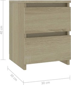 vidaXL Κομοδίνο Χρώμα Sonoma Δρυς 30 x 30 x 40 εκ. από Επεξ. Ξύλο
