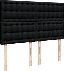 vidaXL Κρεβάτι Boxspring με Στρώμα Μαύρο 140x190 εκ. Υφασμάτινο
