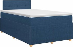 vidaXL Κρεβάτι box spring με στρώμα Μπλε 120 x 190 cm Ύφασμα