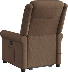 vidaXL Πολυθρόνα Μασάζ Ανακλινόμενη με Ανύψωση Καφέ Υφασμάτινη