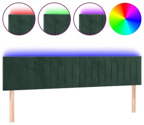 Κεφαλάρι Κρεβατιού LED Σκούρο Πράσινο 160x5x78/88 εκ. Βελούδινο 3121907