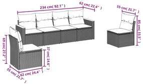 Σετ Καναπέ Κήπου 6 τεμ. Μικτό Μπεζ Συνθετικό Ρατάν με Μαξιλάρια - Μπεζ