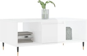 vidaXL Τραπεζάκι Σαλονιού Γυαλ. Λευκό 90x50x36,5 εκ. Επεξεργ. Ξύλο