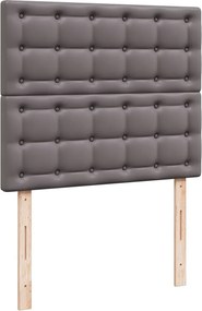 vidaXL Κρεβάτι Boxspring με Στρώμα Γκρι 120x190εκ. από Συνθετικό Δέρμα
