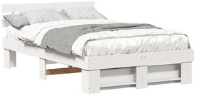 vidaXL Σκελετός Κρεβατιού Λευκό 140 x 190 cm Μασίφ ξύλο πεύκου