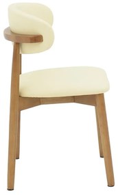 Καρέκλα Ubene rubberwood και pu σε καρυδί και μπεζ απόχρωση 46x58x79εκ 46x58x79 εκ.