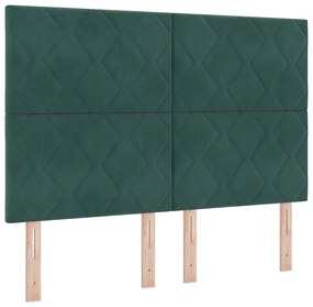 vidaXL Κρεβάτι με ελατήρια Σκούρο πράσινο 140 x 190 cm Βελούδο