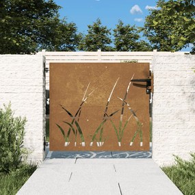 vidaXL Πύλη Κήπου με Σχέδιο Γρασίδι 85 x 100 εκ. από Ατσάλι Corten