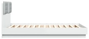 Πλαίσιο Κρεβατιού με Κεφαλάρι &amp; Φώτα LED Λευκό 120x190 εκ. - Λευκό